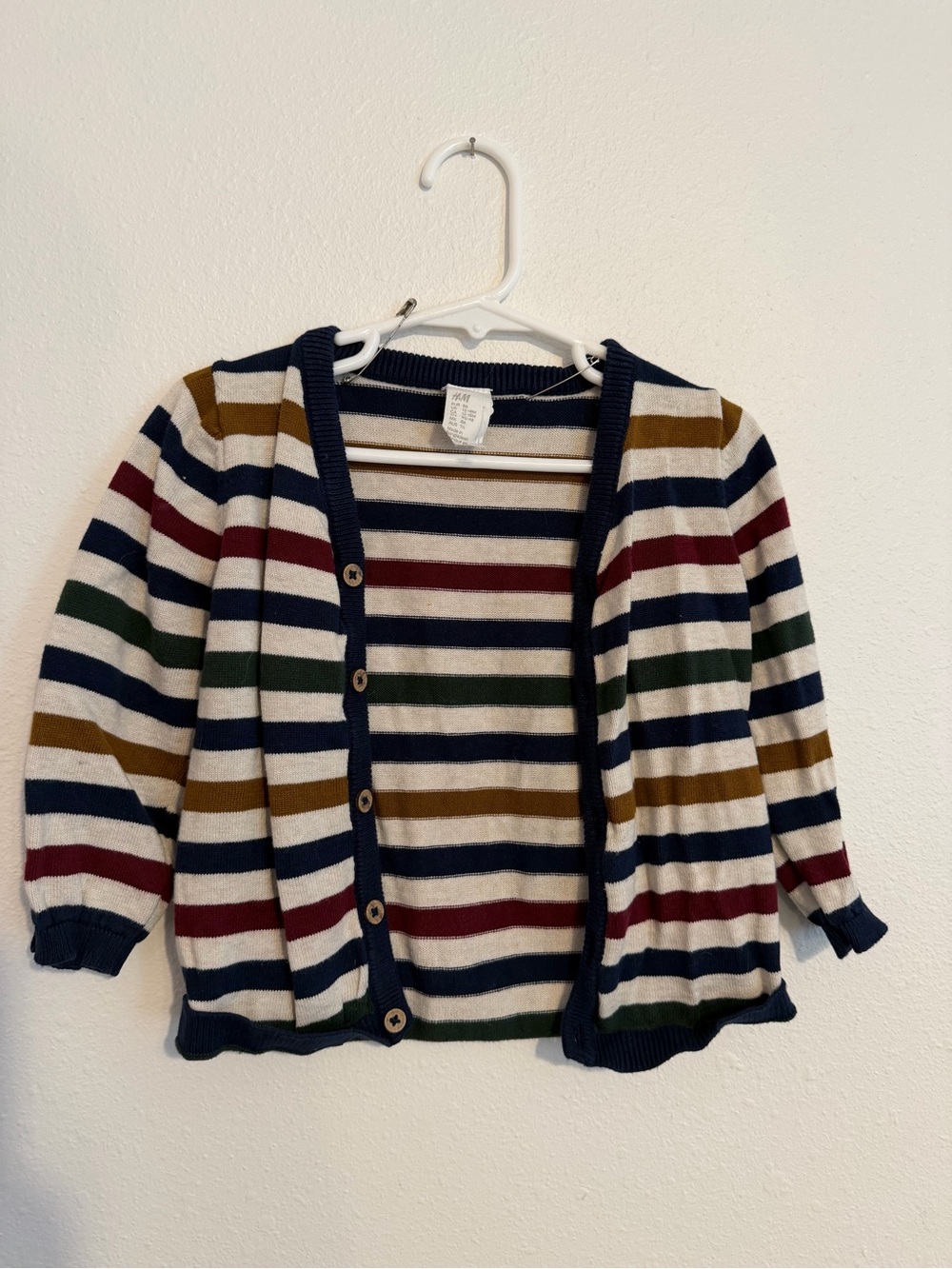 H&M Navy Trim Multicolor Striped Cardigan